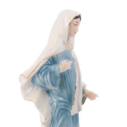 Statua Regina della pace in ceramica colorata dipinta a mano. Altezza 60 cm