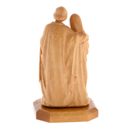 Statua Santa Famiglia, in legno d'olivo. Altezza 6,6 cm