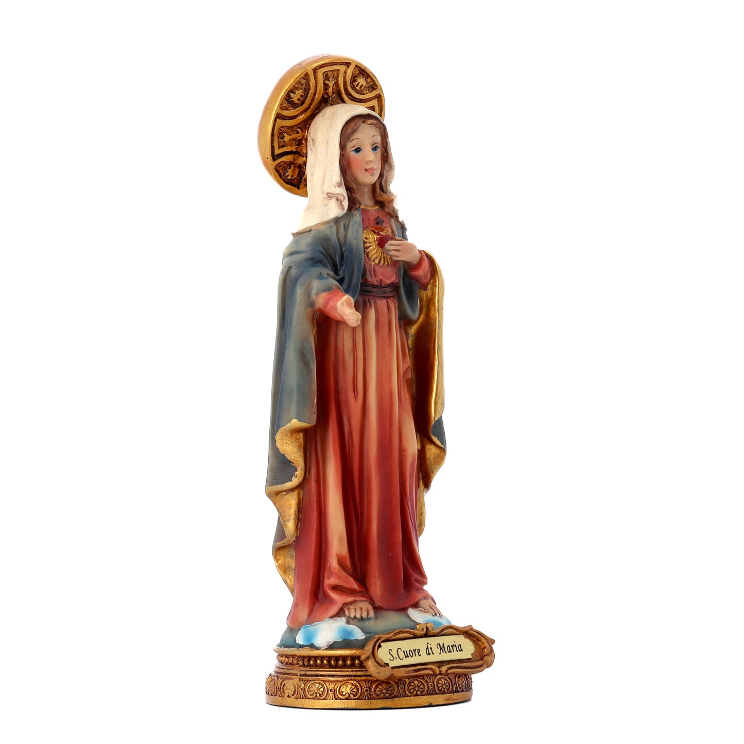 Statua Sacro Cuore di Maria in resina. Altezza 15 cm
