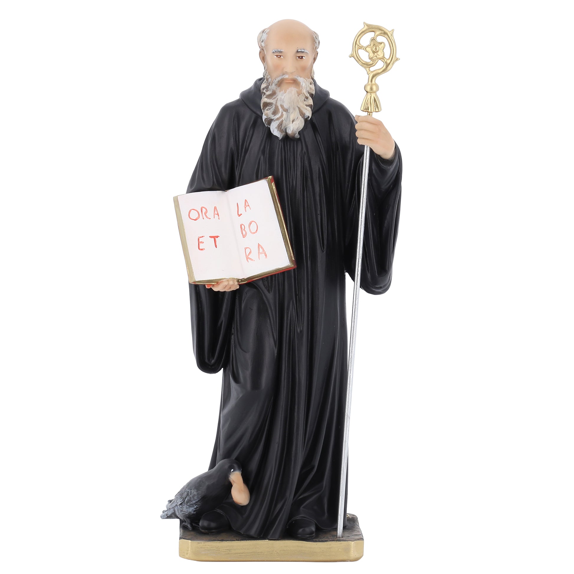 Statua San Benedetto in resina. Altezza 30 cm