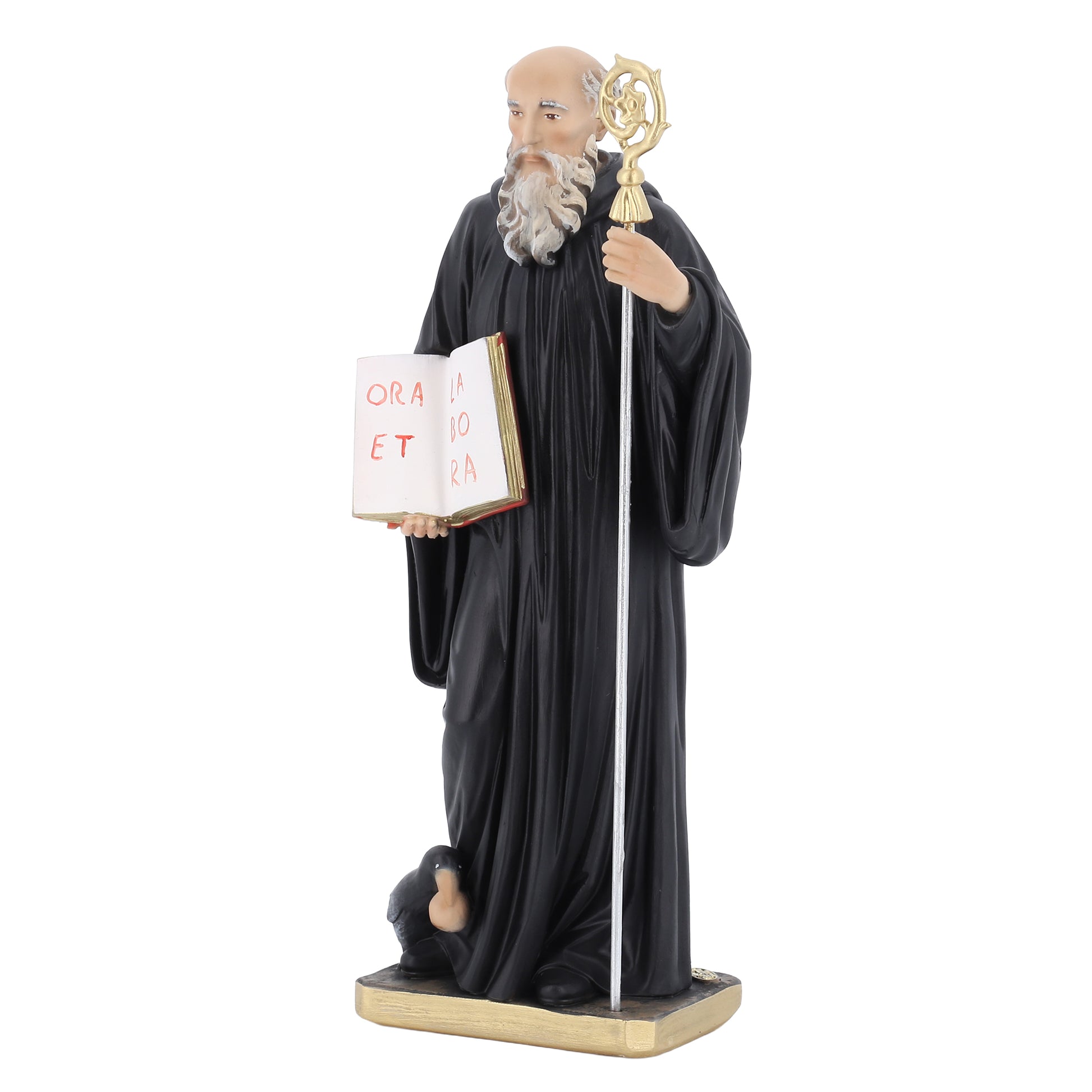 Statua San Benedetto in resina. Altezza 30 cm