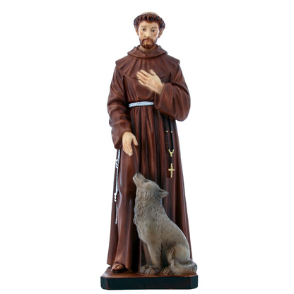 Statua San Francesco d'Assisi in resina vuota. Altezza 40 cm
