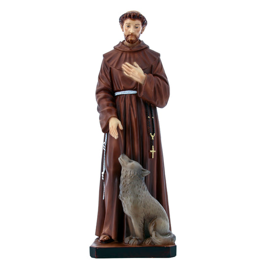 Statua San Francesco d'Assisi in resina vuota. Altezza 40 cm