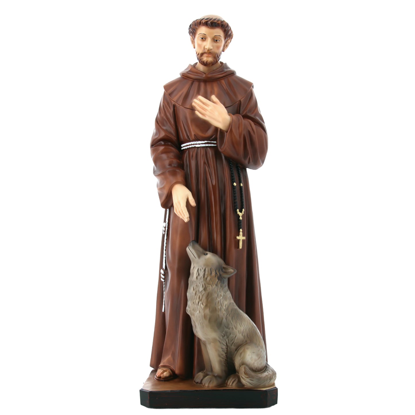 Statua San Francesco e il lupo in resina vuota 60 cm