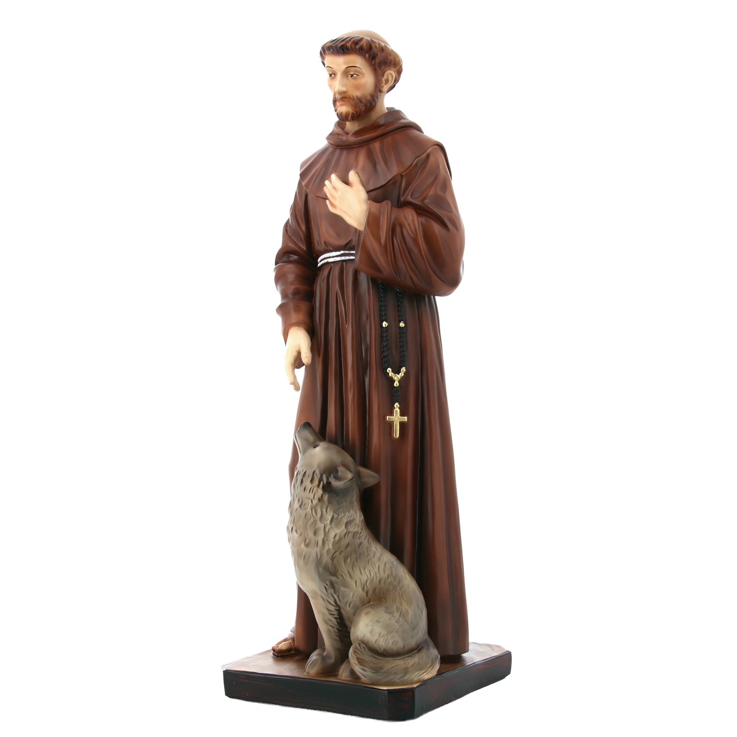 Statua San Francesco e il lupo in resina vuota 60 cm