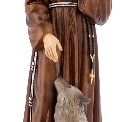 Statua San Francesco e il lupo in resina vuota 60 cm