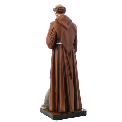 Statua San Francesco e il lupo in resina vuota 60 cm