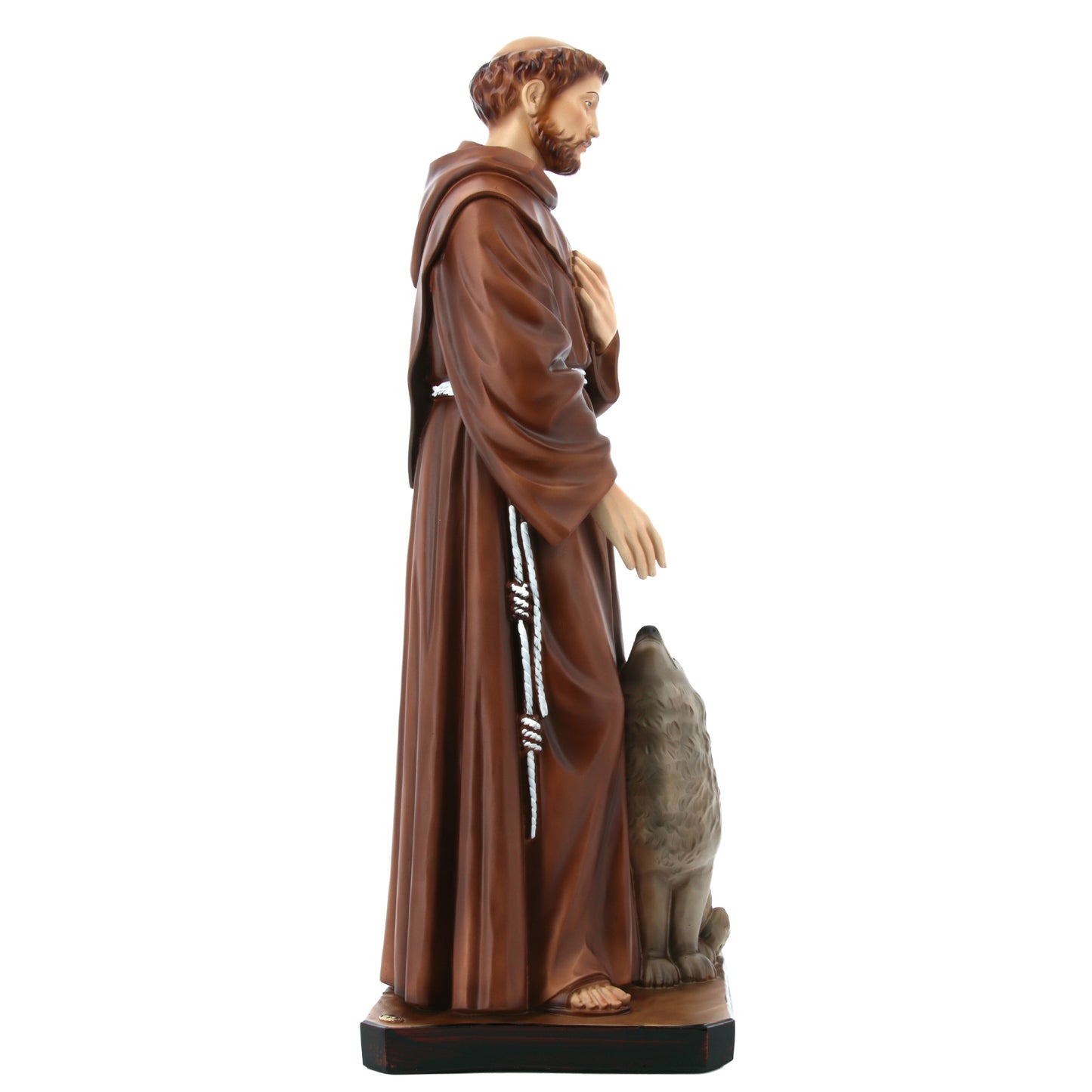 Statua San Francesco e il lupo in resina vuota 60 cm