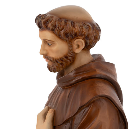 Statua San Francesco e il lupo in resina vuota 80 cm
