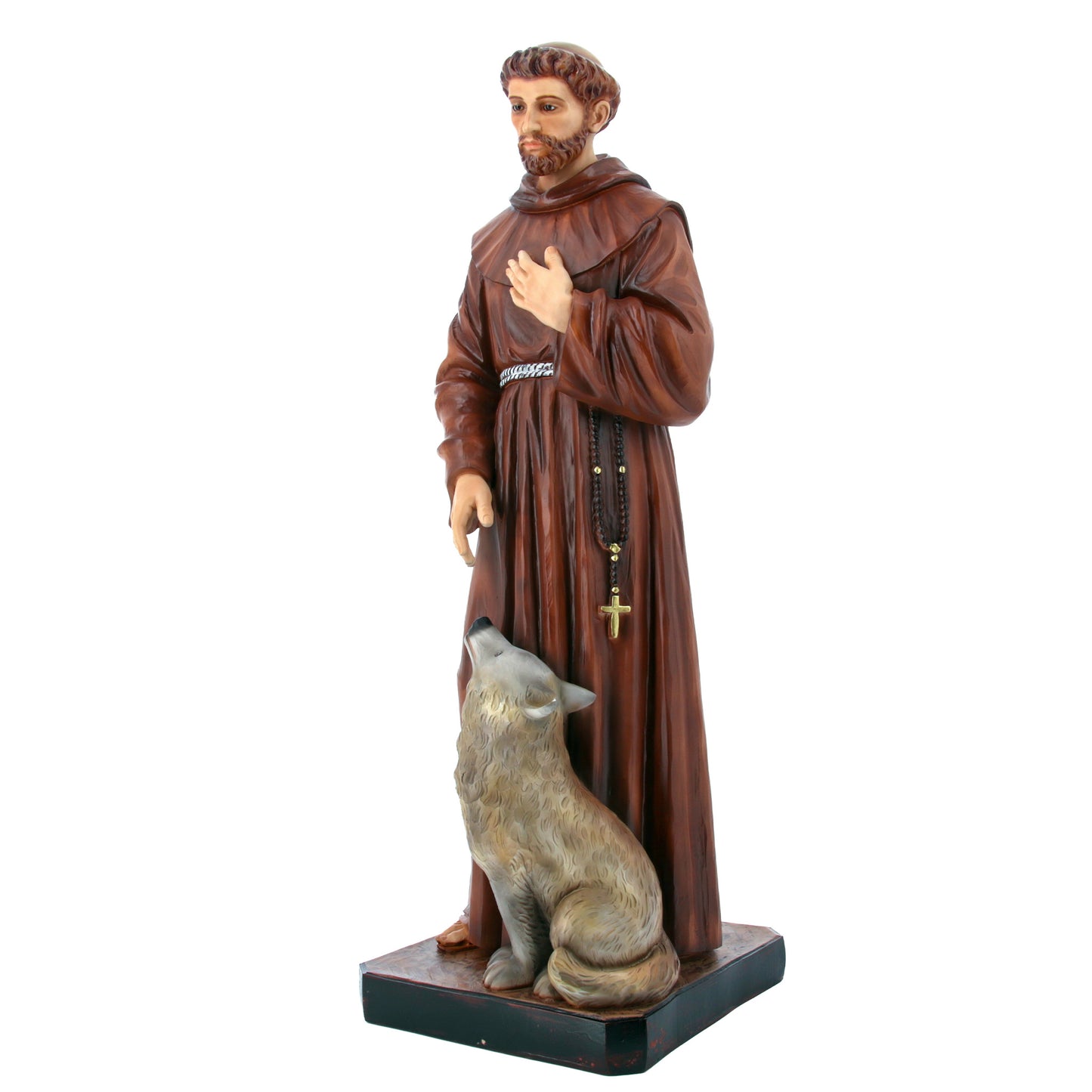 Statua San Francesco e il lupo in resina vuota 80 cm