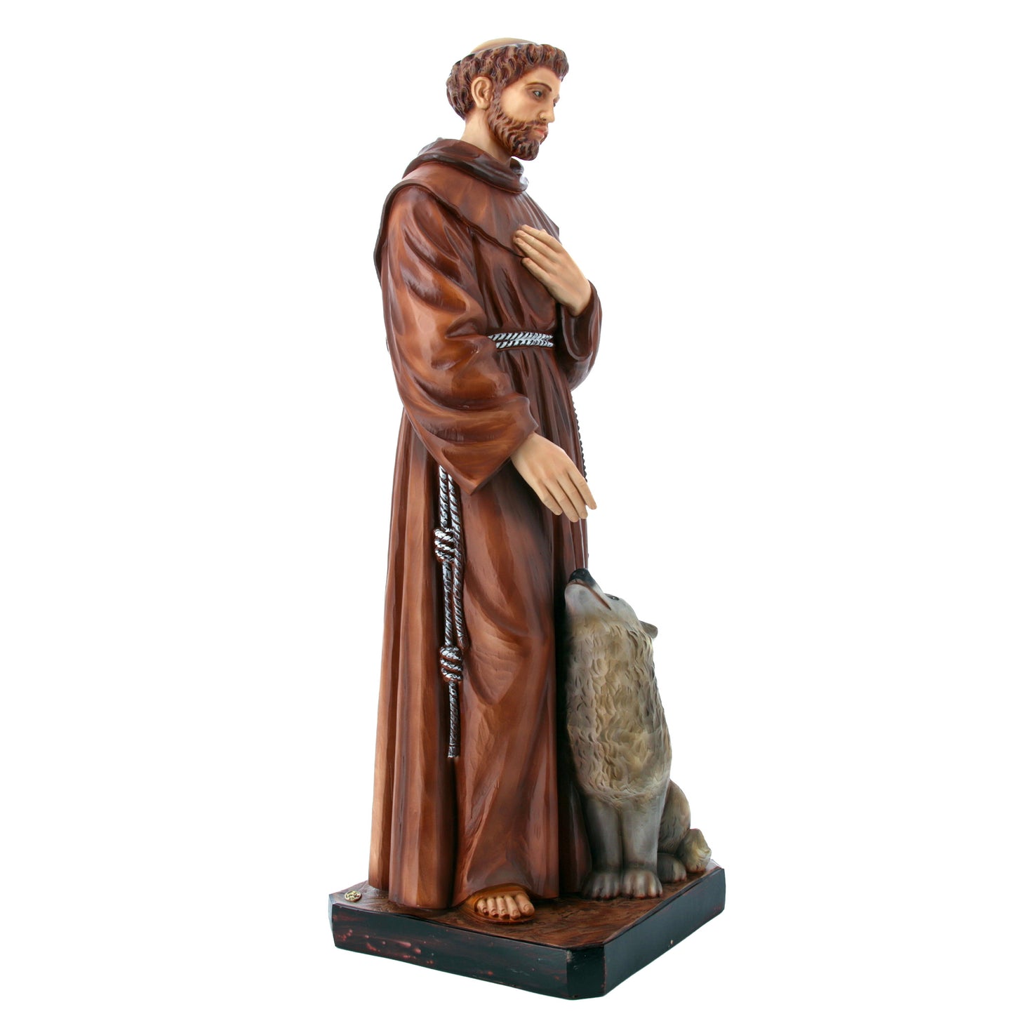 Statua San Francesco e il lupo in resina vuota 80 cm