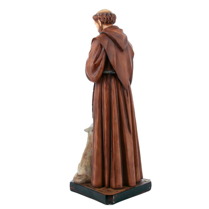 Statua San Francesco e il lupo in resina vuota 80 cm