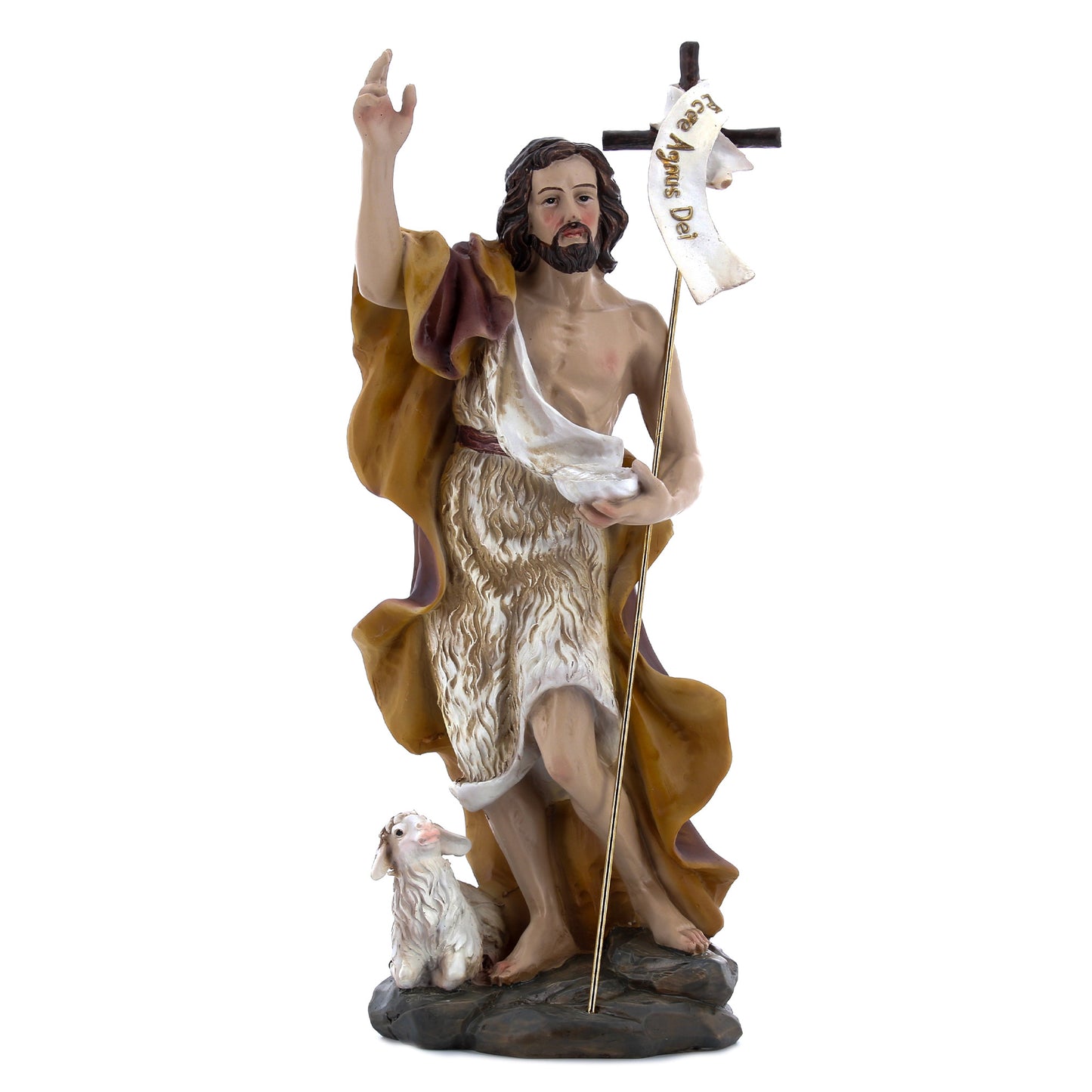 Statua San Giovanni Battista in resina. Altezza 22,3 cm