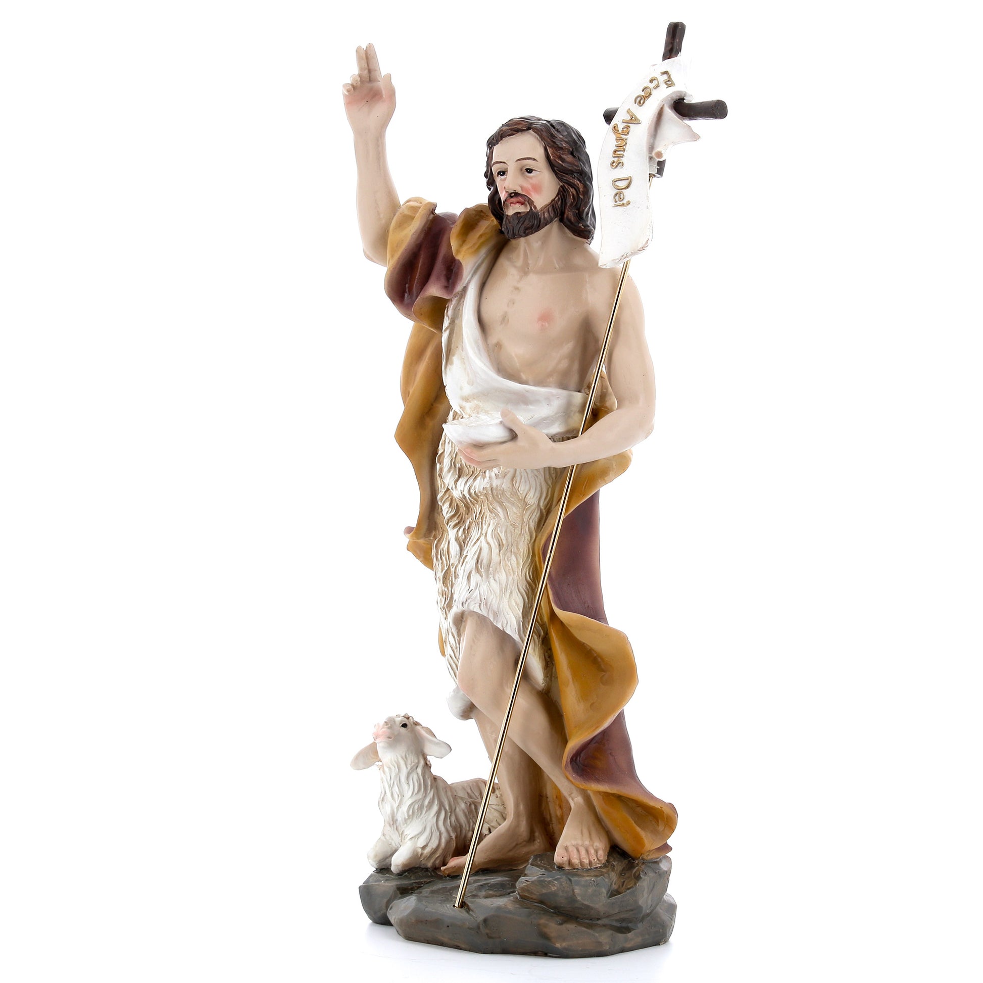 Statua San Giovanni Battista in resina. Altezza 22,3 cm