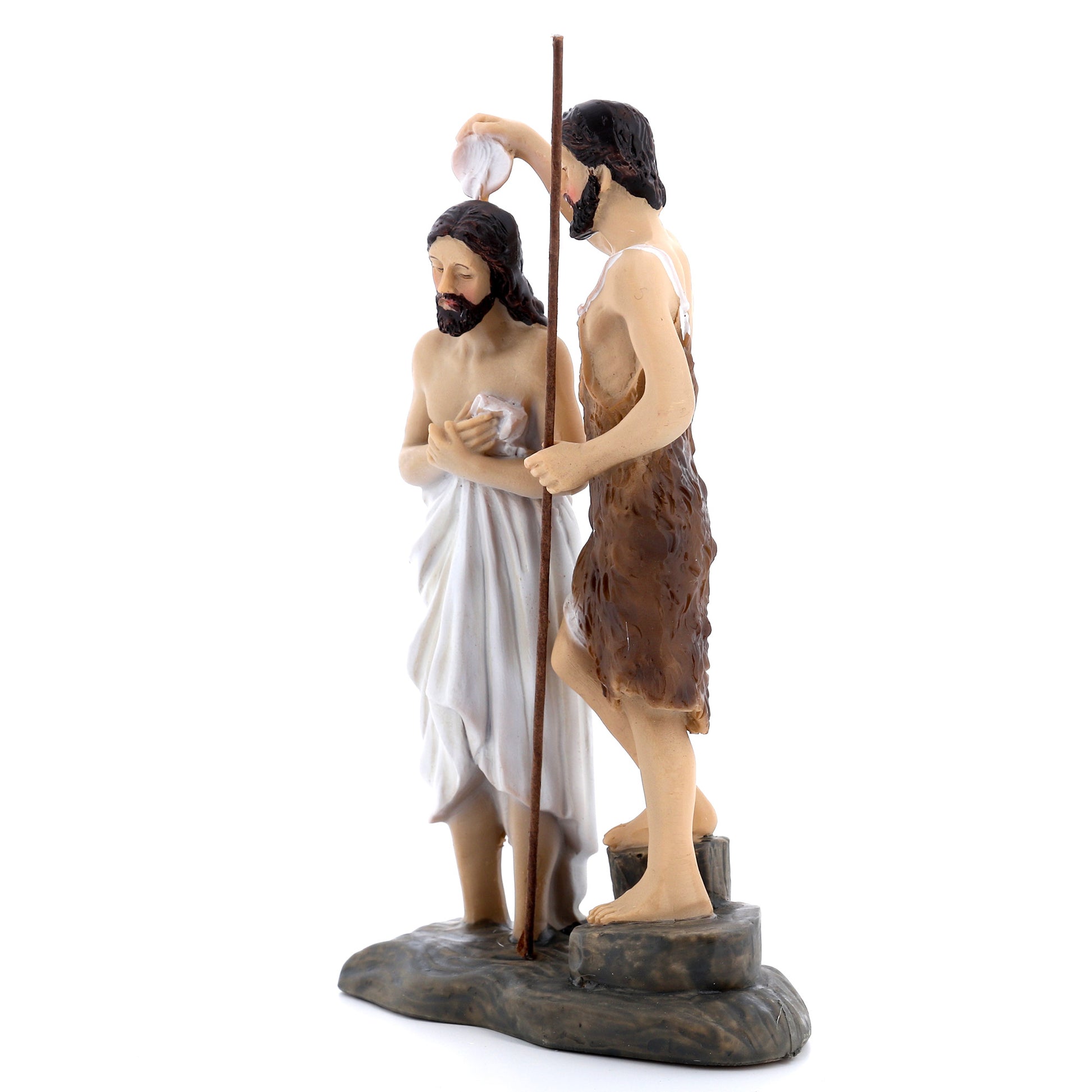 Statua Battesimo di Gesù in resina. Altezza 13,5 cm