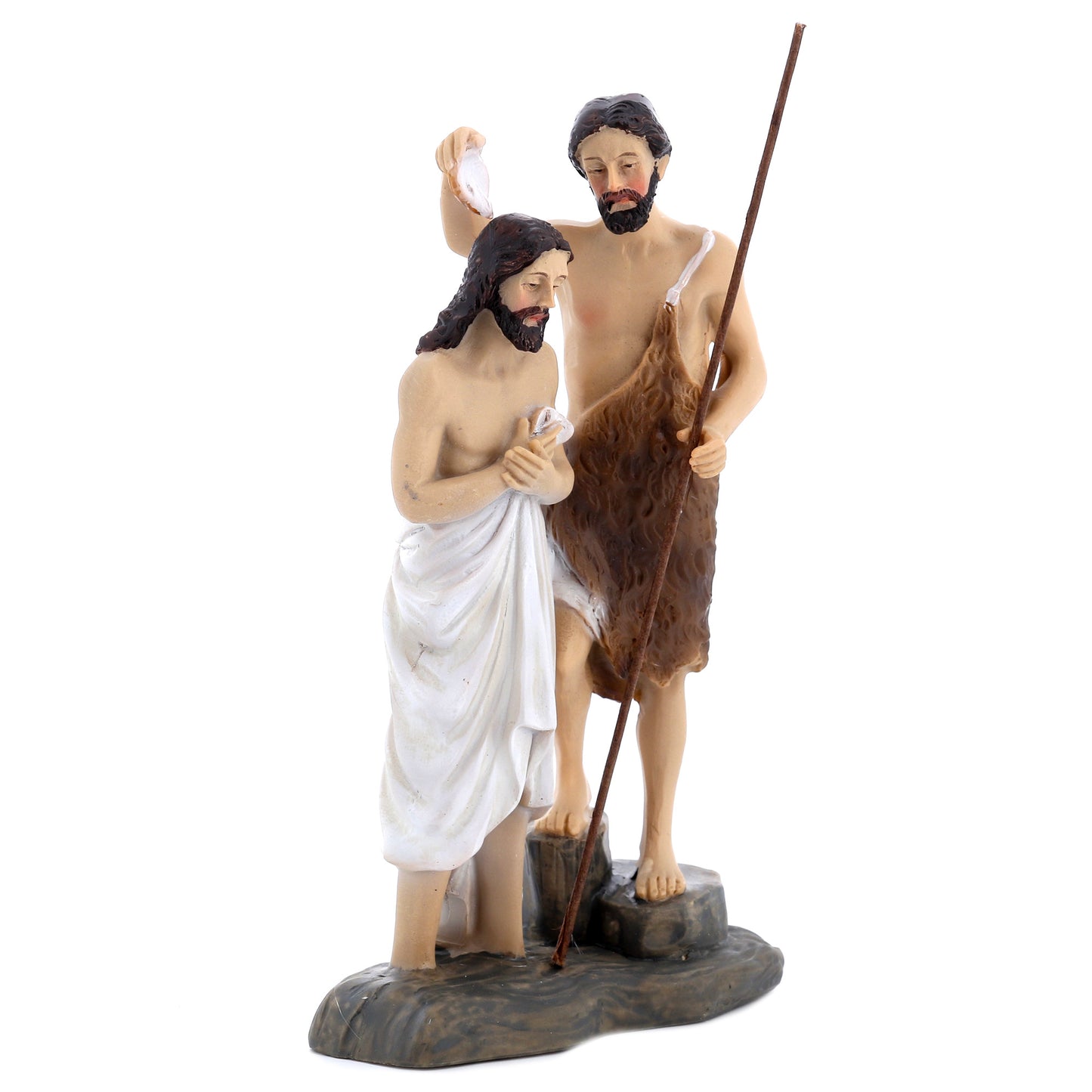 Statua Battesimo di Gesù in resina. Altezza 13,5 cm