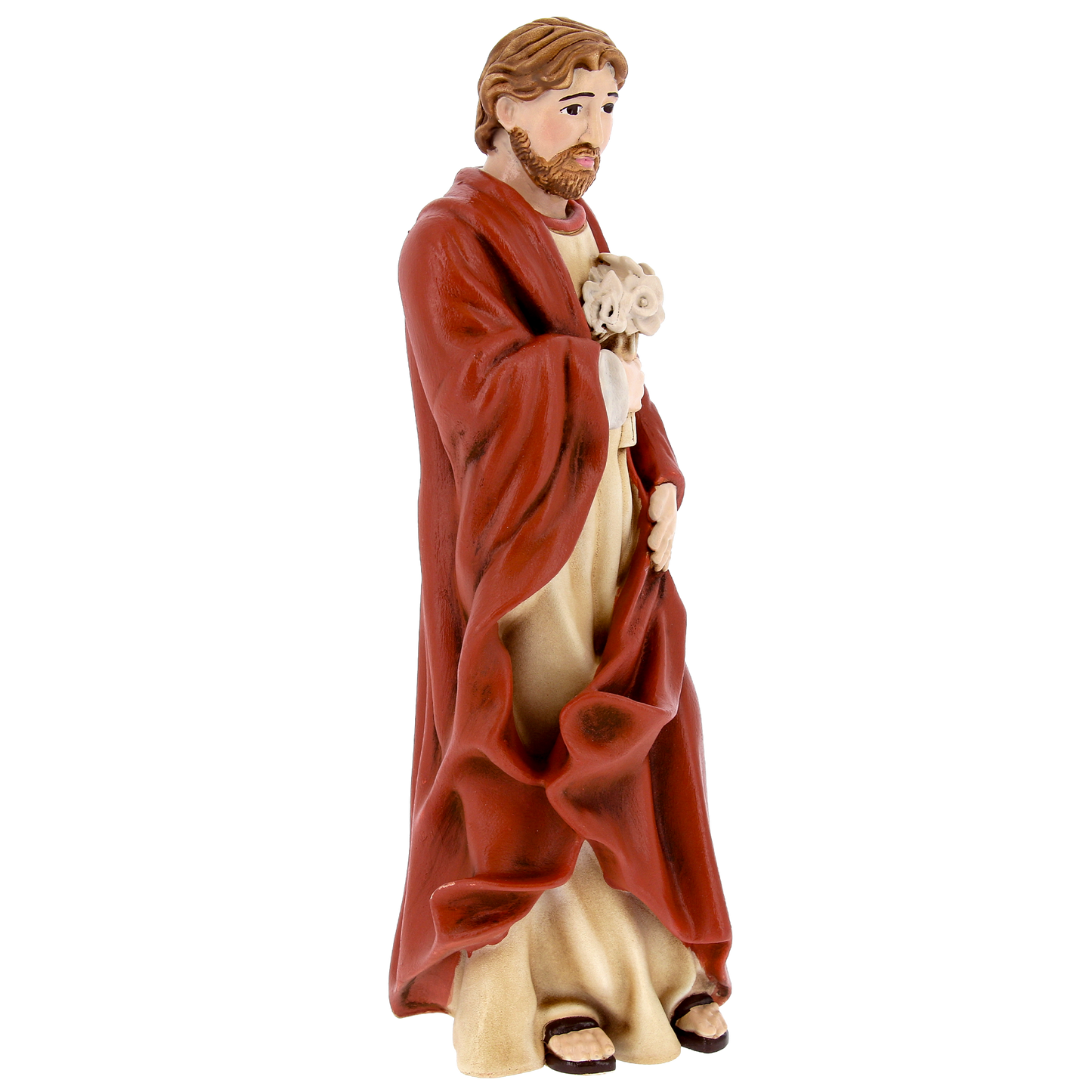 Statua San Giuseppe protettore della Famiglia, in polvere di marmo. Altezza 23 cm