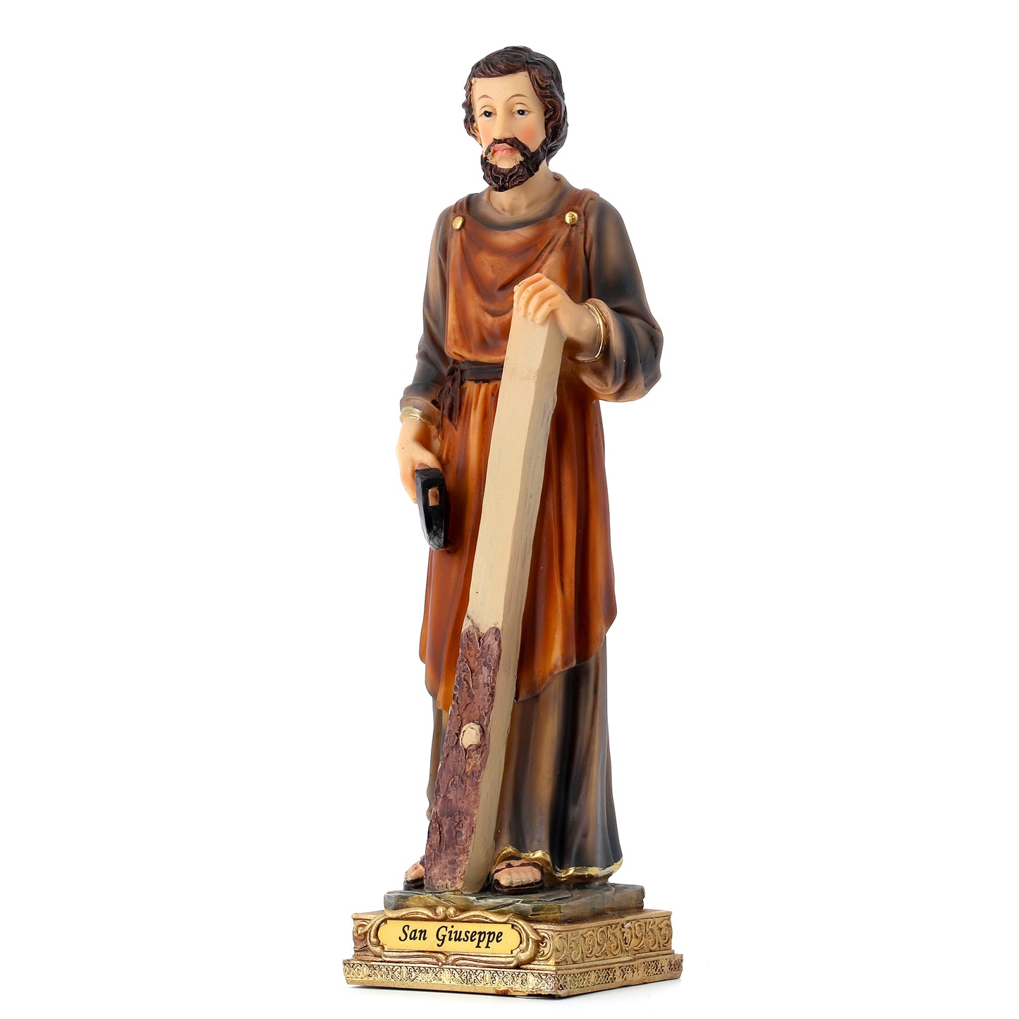 Statua San Giuseppe falegname in resina. Altezza 23,5 cm