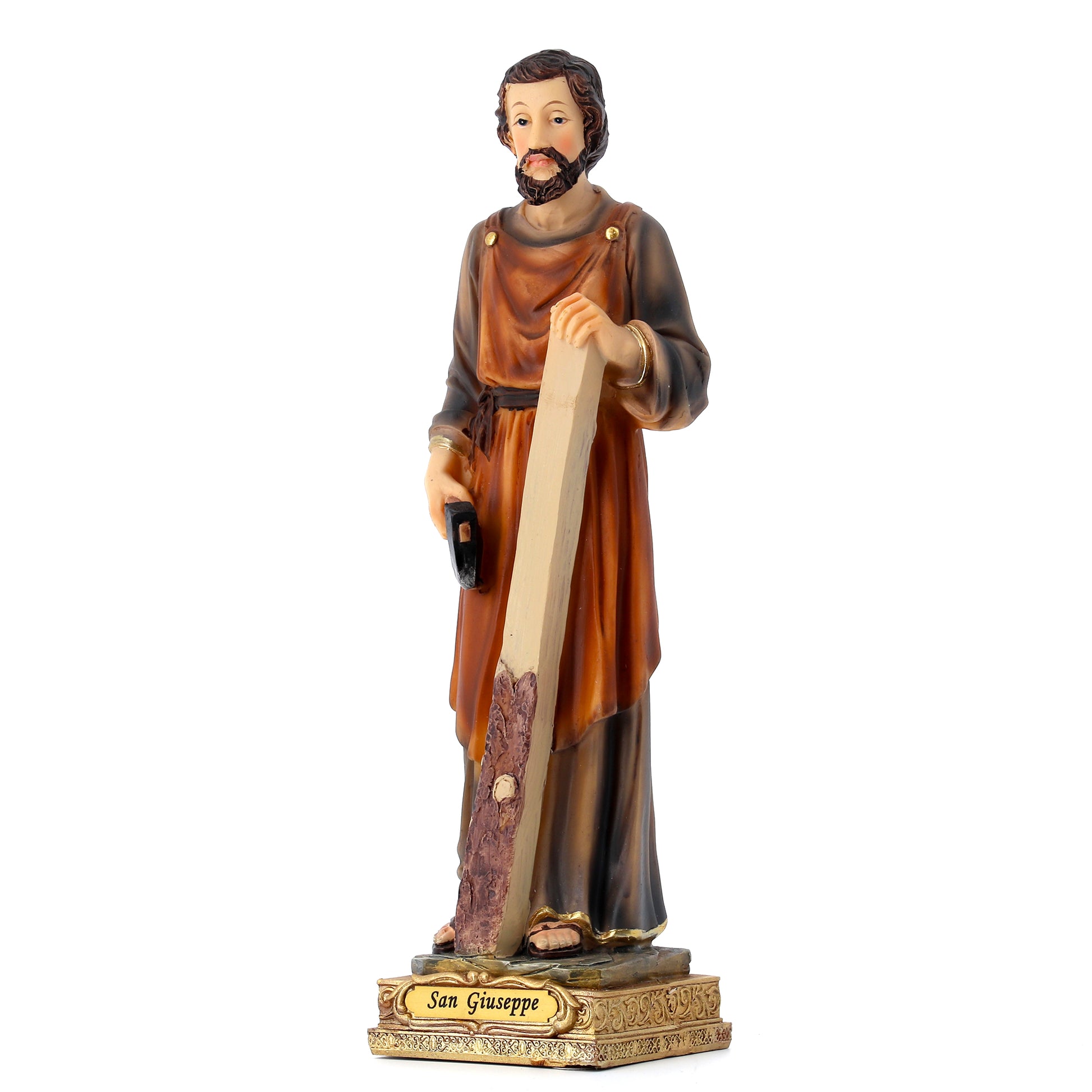 Statua San Giuseppe falegname in resina. Altezza 23,5 cm