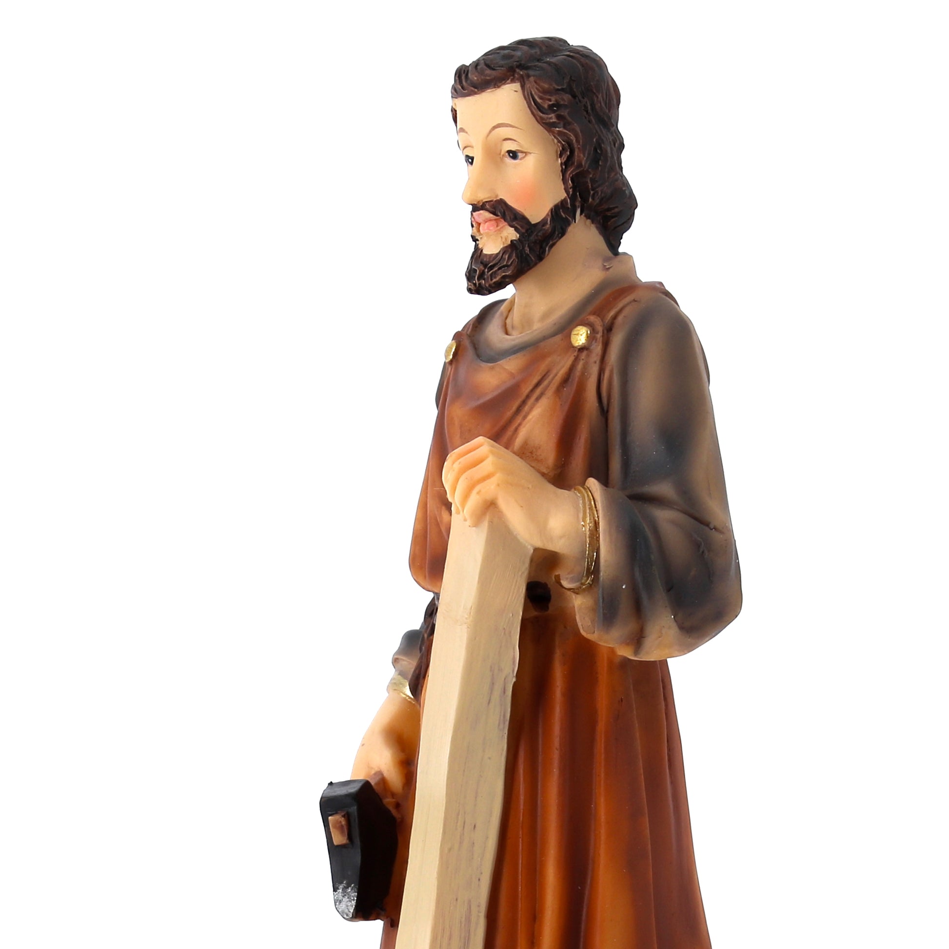Statua San Giuseppe falegname in resina. Altezza 23,5 cm