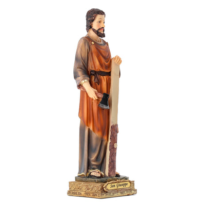 Statua San Giuseppe falegname in resina. Altezza 23,5 cm