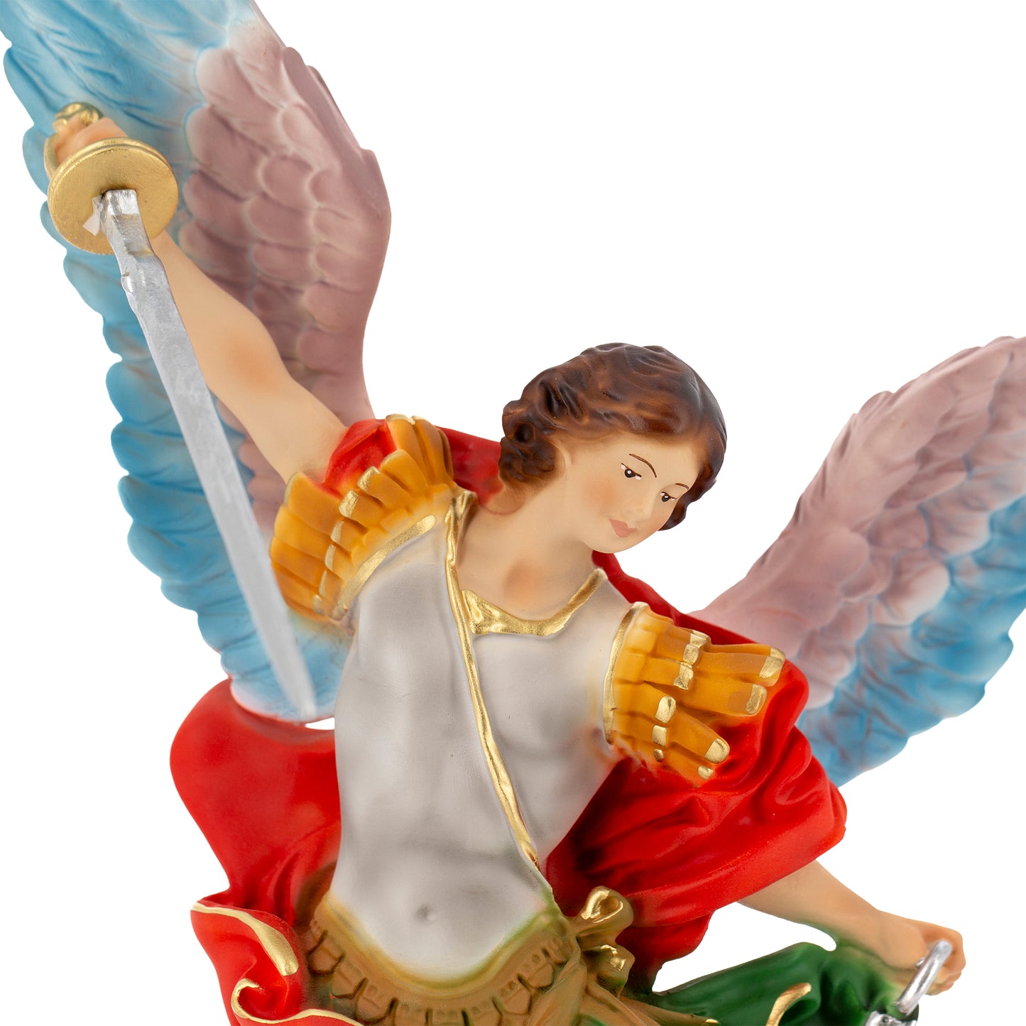 Statua San Michele Arcangelo, in resina. Altezza 30 cm, ali aperte 40 cm