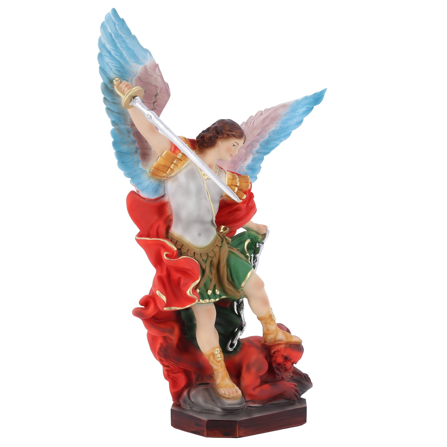 Statua San Michele Arcangelo, in resina. Altezza 40 cm, ali aperte 54 cm