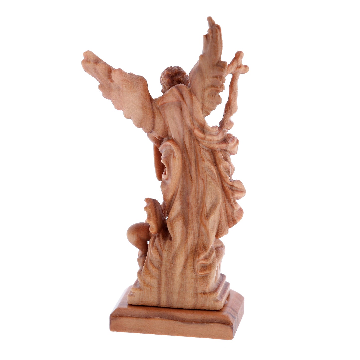 Statua San Michele Arcangelo in legno d'olivo. Altezza 8,5 cm