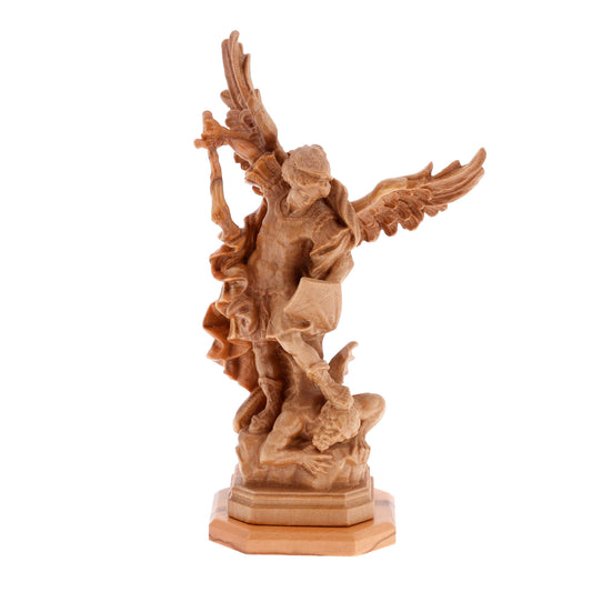 Statua San Michele Arcangelo in legno d'olivo. Altezza 13 cm
