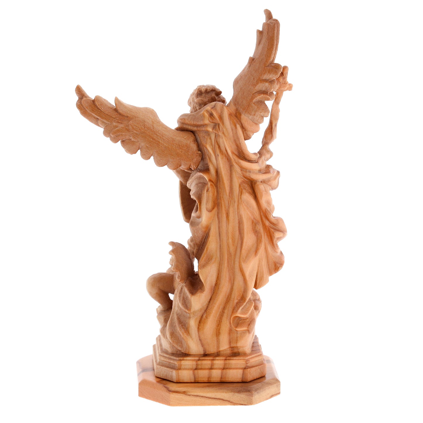 Statua San Michele Arcangelo in legno d'olivo. Altezza 13 cm