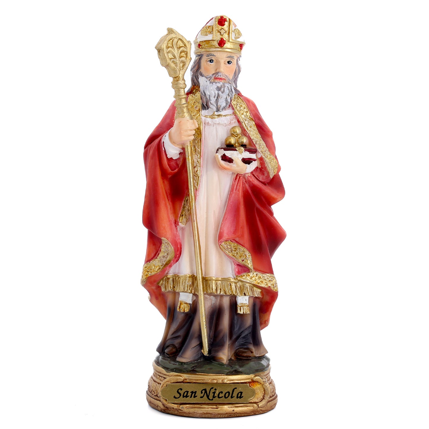 Statua San Nicola in resina. Altezza 12,7 cm