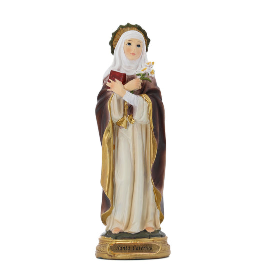 Statua Santa Caterina da Siena in resina. Altezza 19,8 cm