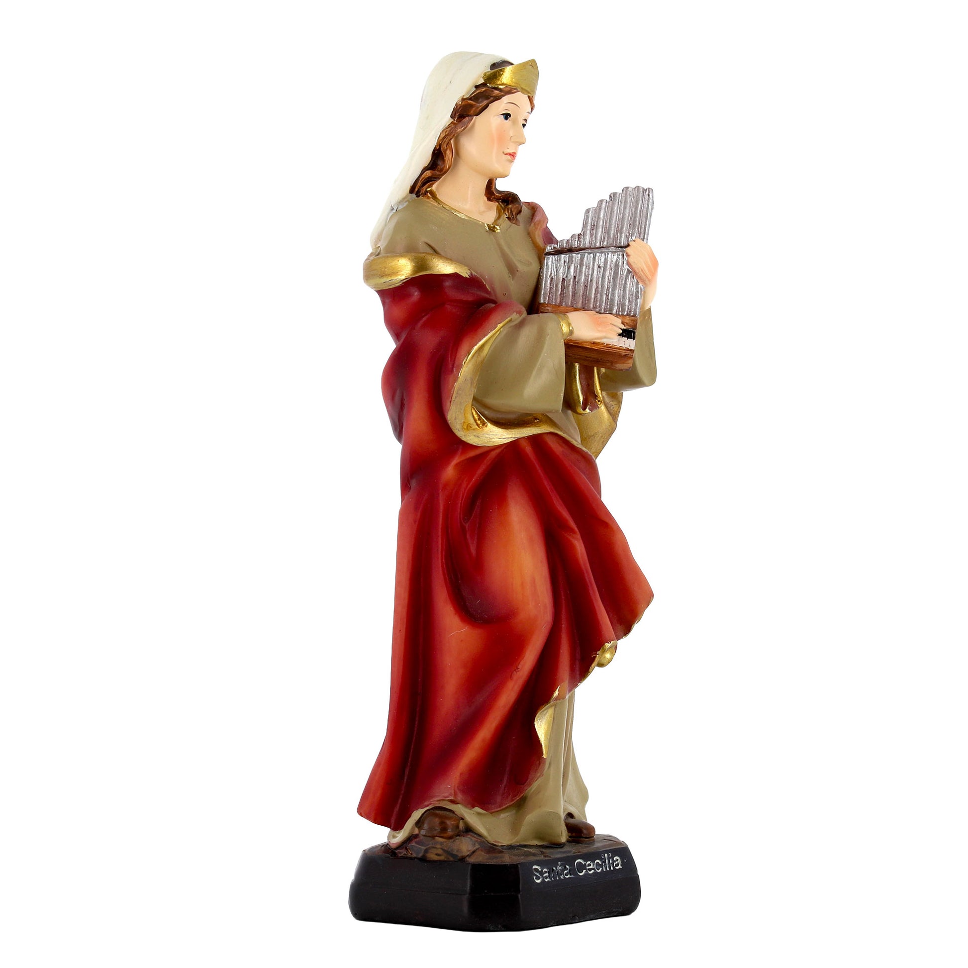 Statua Santa Cecilia in resina. Altezza 20 cm