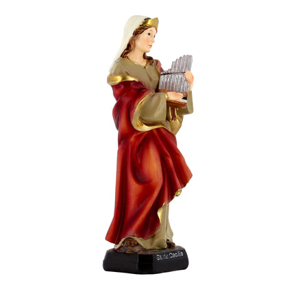 Statua Santa Cecilia in resina. Altezza 20 cm