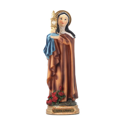 Statua Santa Chiara in resina. Altezza 19,4 cm