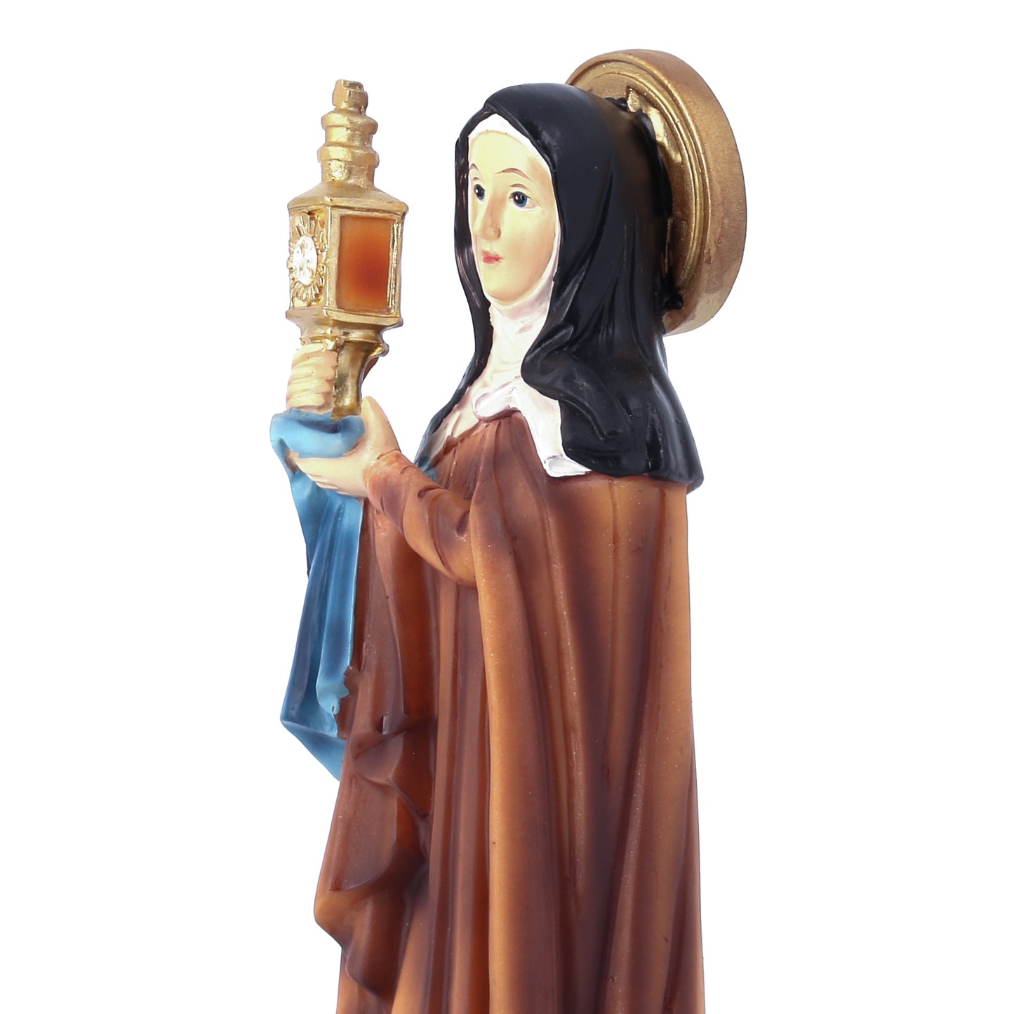 Statua Santa Chiara in resina. Altezza 19,4 cm