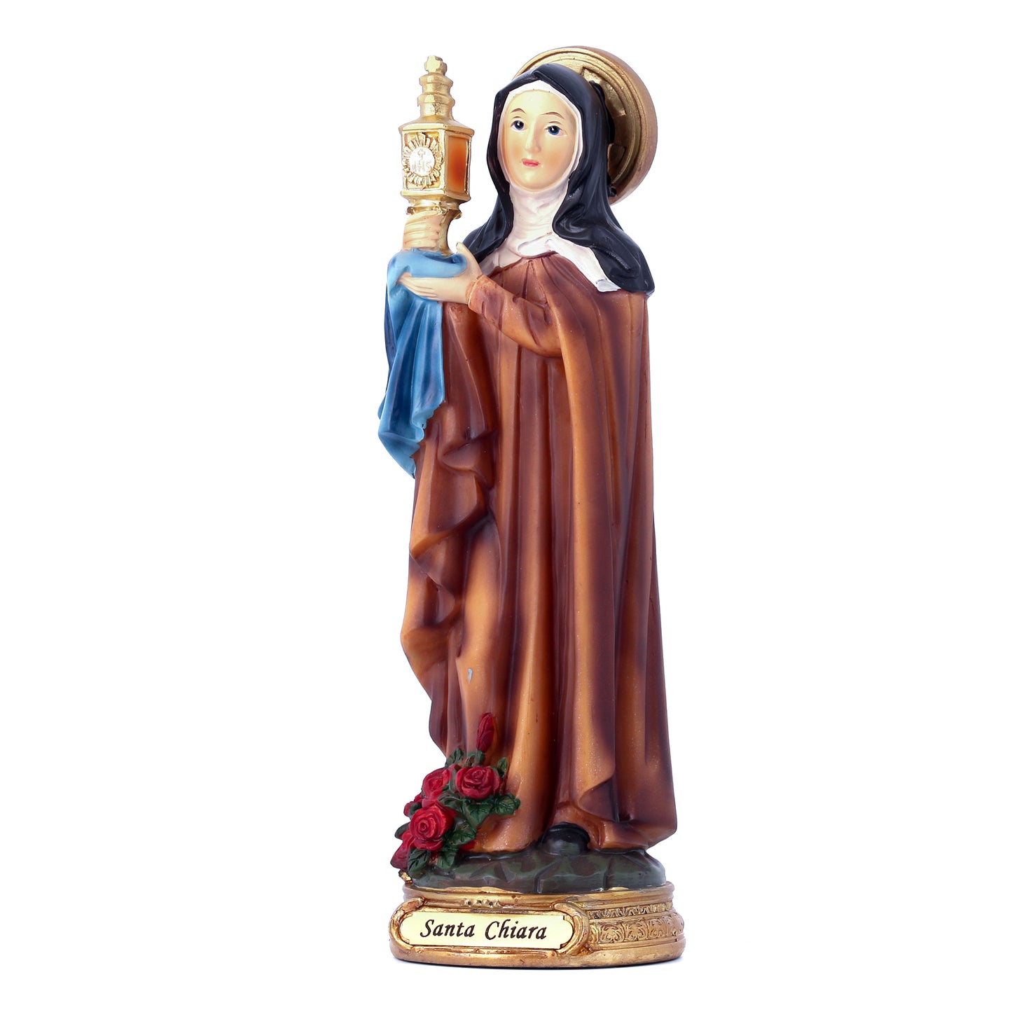 Statua Santa Chiara in resina. Altezza 19,4 cm