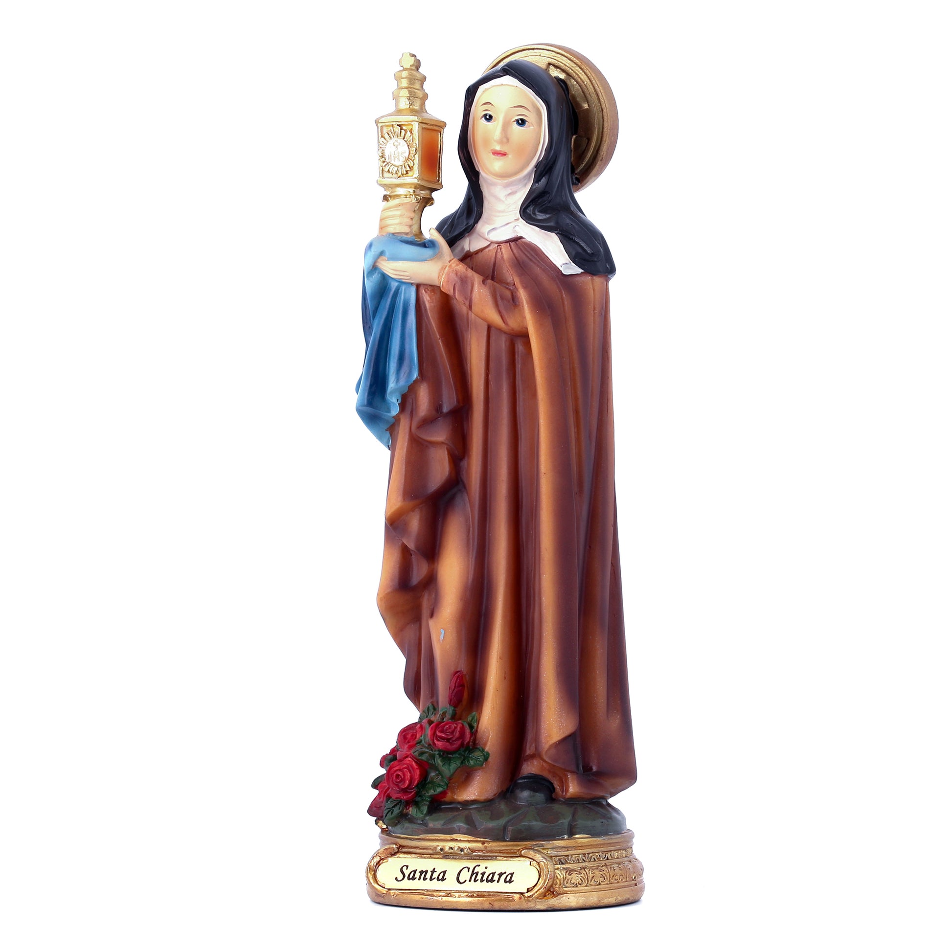 Statua Santa Chiara in resina. Altezza 19,4 cm