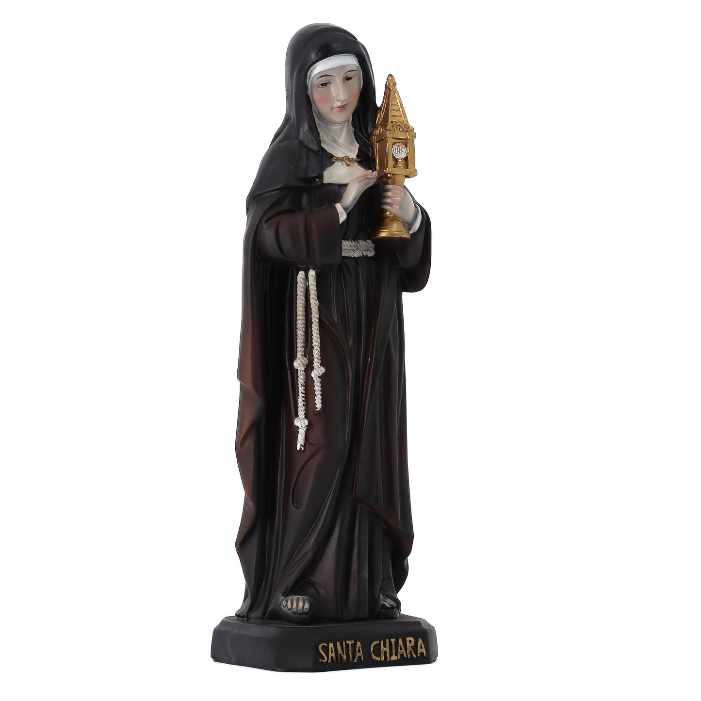 Statua Santa Chiara in resina. Altezza 20,5 cm