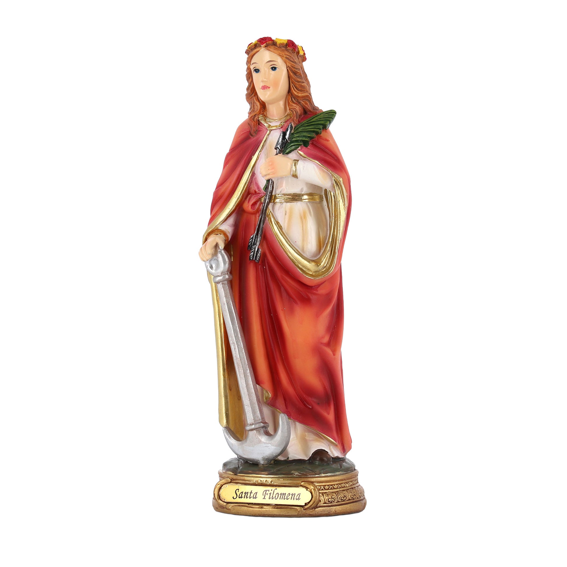 Statua Santa Filomena in resina. Altezza 19,4 cm