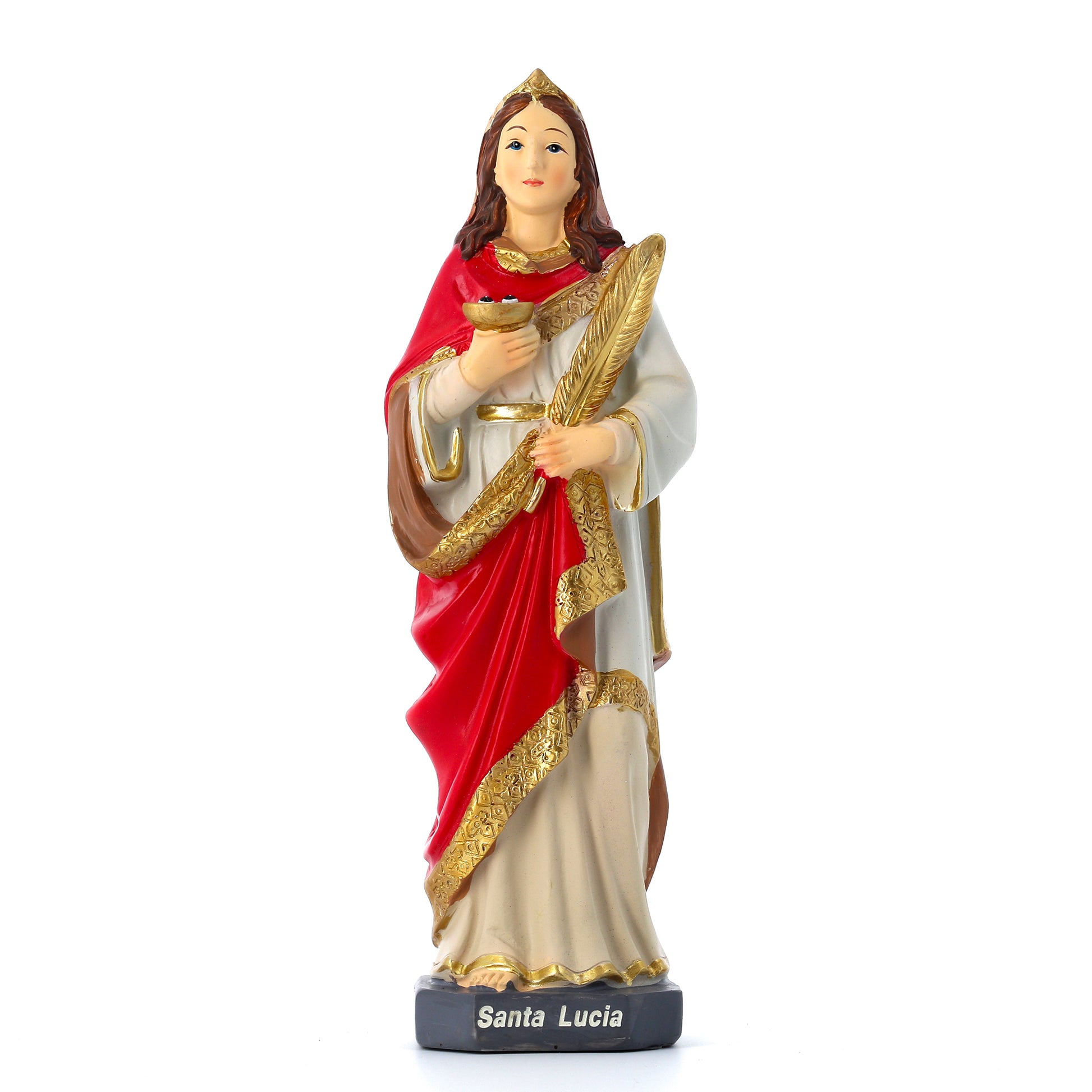 Statua Santa Lucia in resina. Altezza 19,5 cm
