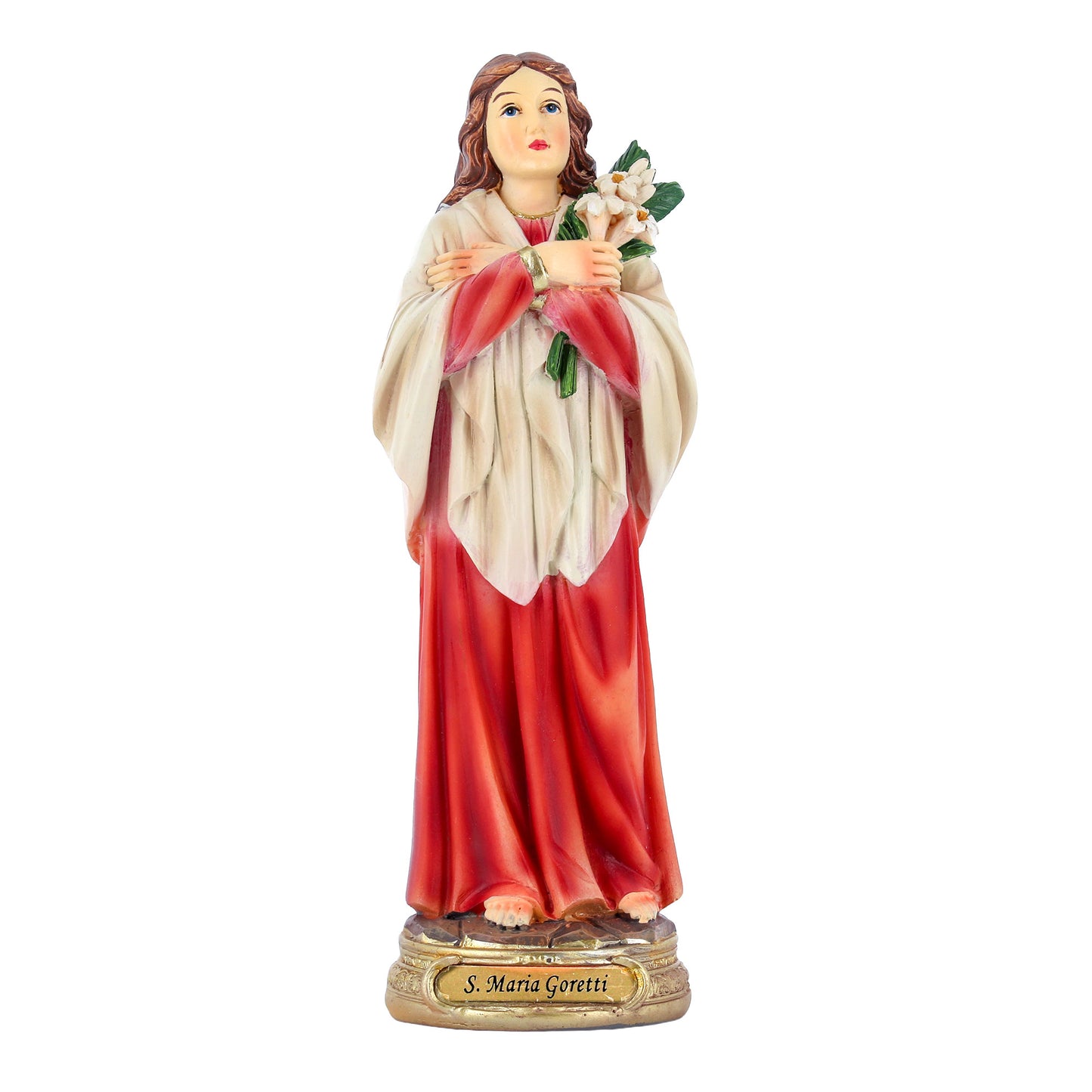 Statua Santa Maria Goretti in resina. Altezza 20,2 cm