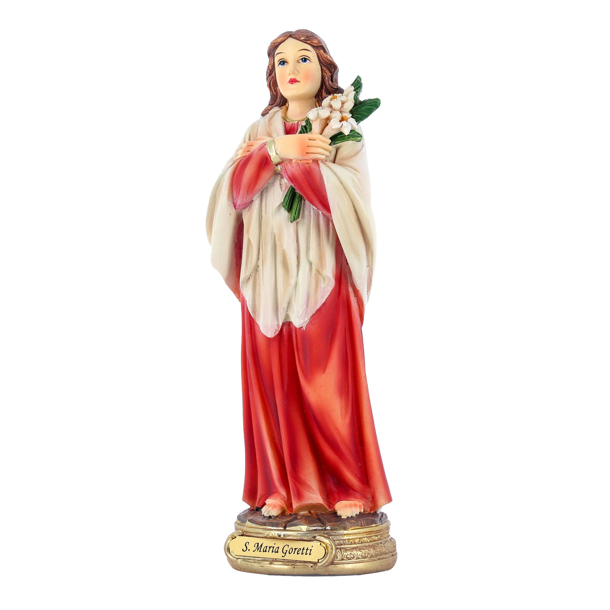 Statua Santa Maria Goretti in resina. Altezza 20,2 cm