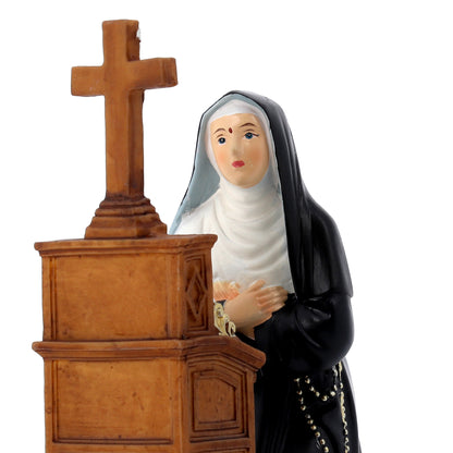 Statua Santa Rita inginocchiata in resina. Altezza 17 cm
