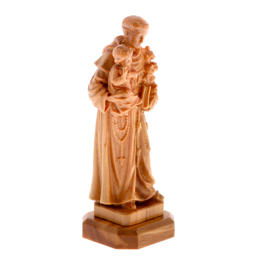 Statua Sant'Antonio, in legno d'olivo. Altezza 6,6 cm