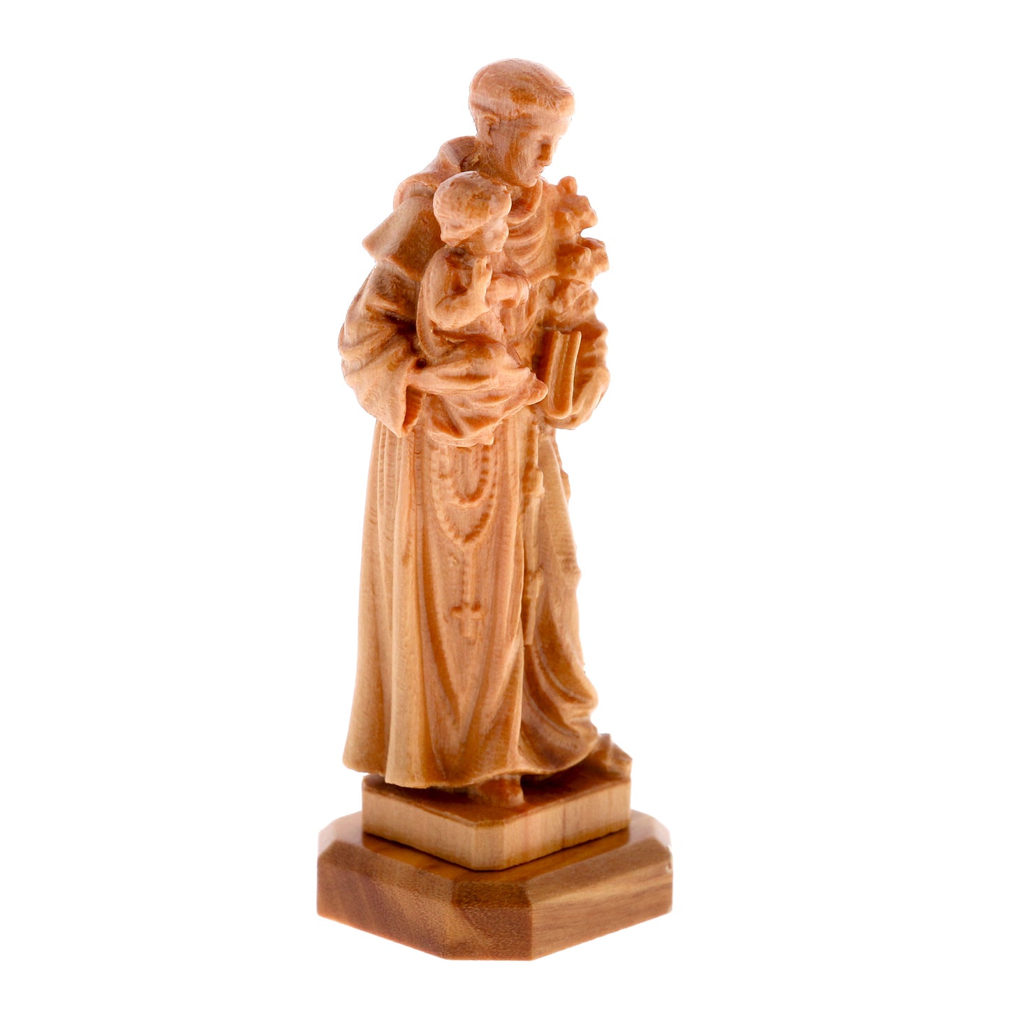 Statua Sant'Antonio, in legno d'olivo. Altezza 7,4 cm