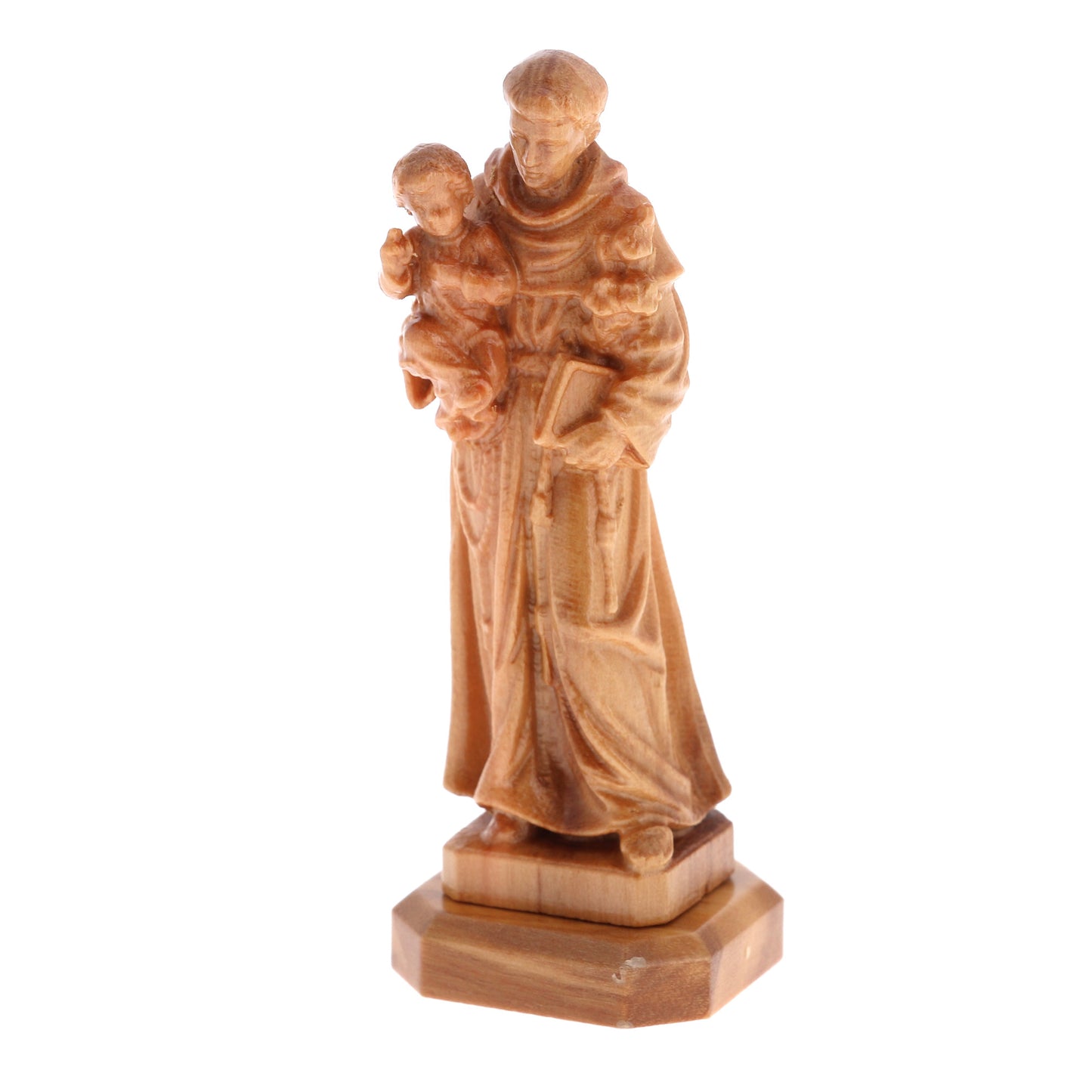 Statua Sant'Antonio, in legno d'olivo. Altezza 7,4 cm