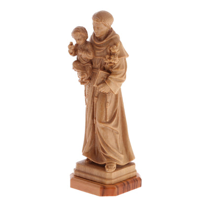 Statua Sant'Antonio, in legno d'olivo. Altezza 10,9 cm