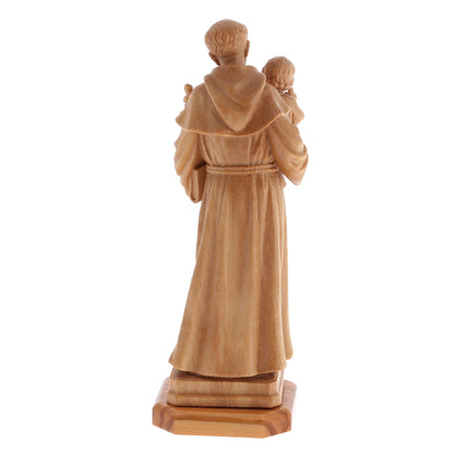 Statua Sant'Antonio, in legno d'olivo. Altezza 10,9 cm