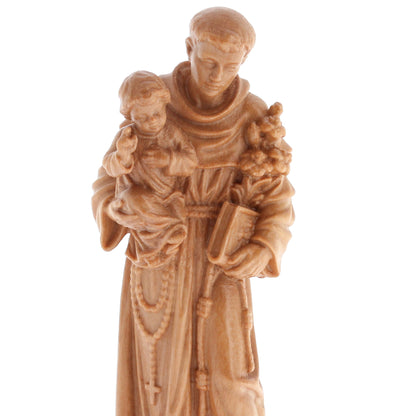 Statua Sant'Antonio, in legno d'olivo. Altezza 10,9 cm